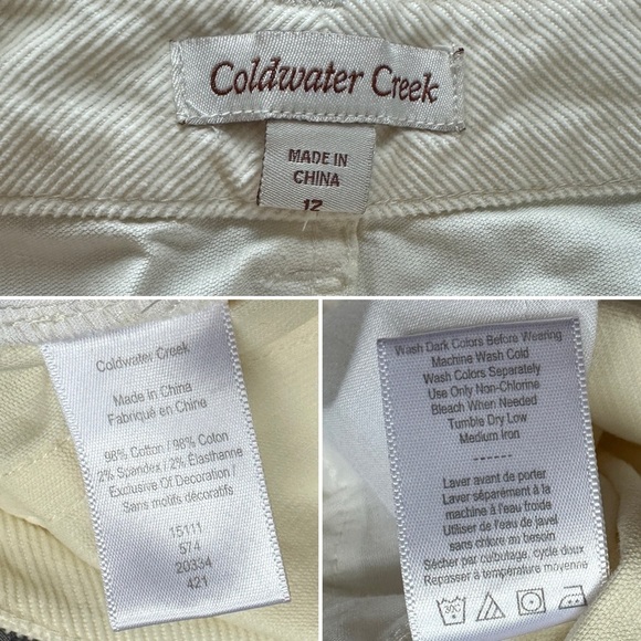 Coldwater Creek Cream Embroidered Straight Leg Corduroy Pants Women’s Size 12 - Picture 13 of 13